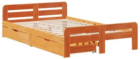 Cama sem colchão 120x200 cm madeira pinho maciça castanho-mel