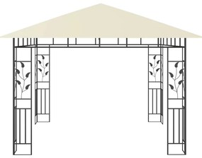 Gazebo c/ mosquiteiro e cordões luzes LED 3x3x2,73m creme