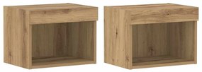 Armários de parede vidaXL com luzes LED 2 pcs Carvalho artesanal 40x30