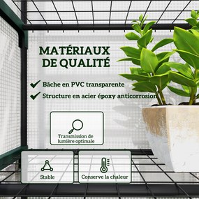 Estufa de jardim para varanda com 5 prateleiras, 0,69 x 0,49 x 1,93 m, em aço com lona removível em PE branco