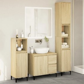 vidaXL 3 pcs conj. móveis casa banho derivados madeira carvalho sonoma