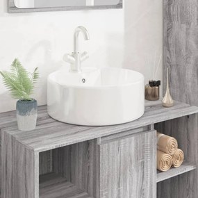 vidaXL Lavatório redondo 40x14,5 cm cerâmica branco