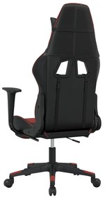 Cadeira gaming massagem + apoio couro art. preto/vermelho tinto