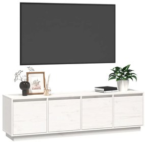 Móvel de TV 156x37x45 cm madeira de pinho maciça branco