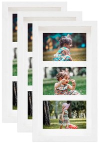 vidaXL Molduras 3D 3 pcs 18x35 cm para foto de 3x(10x15 cm) branco