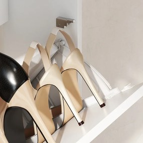 Sapateira Estreita com Espelho 4 Portas Abatíveis para 12 Pares de Sapatos para Espaços Reduzidos 63x17x146 cm Branco