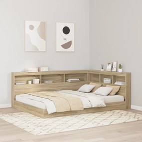 vidaXL Cama com Estante Carvalho Sonoma 140x200 cm Madeira de Engenharia