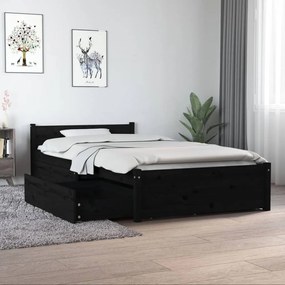 vidaXL Estrutura de cama c/ gavetas 90x190 cm Single preto