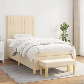vidaXL Cama com molas/colchão 90x200 cm tecido cor crème