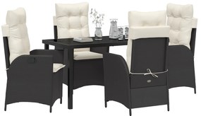 Conjunto de Jantar com 5 Peças para Jardim com Almofadas de Rattan Pol