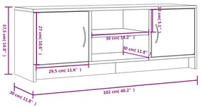 Móvel de TV 102x30x37,5 cm derivados de madeira cinzento sonoma