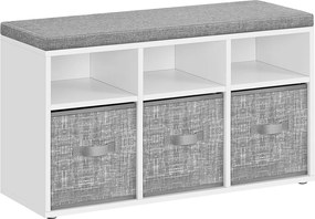 Banco para sapatos com 6 compartimentos e 3 prateleiras 30,3 x 87 x 48 cm Cinzento-branco