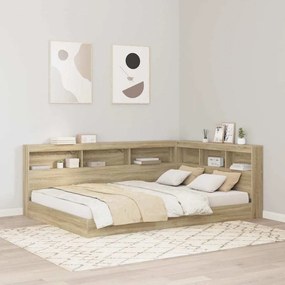 vidaXL Cama Estante Carvalho Sonoma 160x200 cm - Madeira de Engenharia