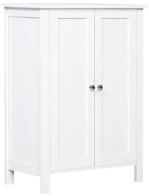 Armário Casa de Banho com 2 Portas e 2 Prateleiras Internas Ajustáveis Móvel Auxiliar de Armazenamento para Sala de Estar Cozinha 60x30x80cm Branco