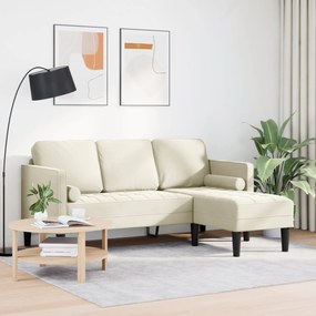 Sofá em L Creme 173x131x67 cm Veludo
