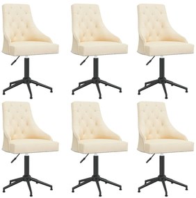 vidaXL Cadeiras de jantar giratórias 6 pcs veludo cor creme