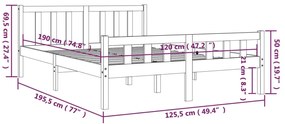 Estrutura de cama pequena casal 120x190 cm pinho maciço