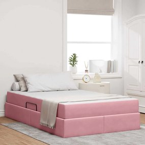 vidaXL Cama com arrumação e colchão Rosa 120 x 200 cm Veludo