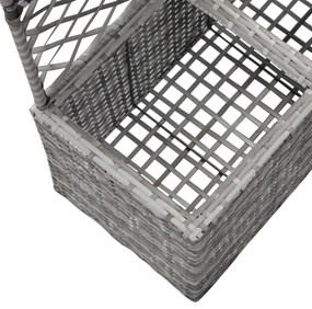 Floreira com treliça e 2 vasos 58x30x107 cm vime PE cinzento