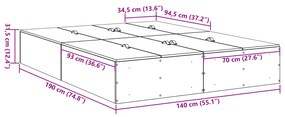 Estrutura da Cama de Armazenamento vidaXL Cinza Concreto 140x190 cm