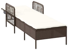 Espreguiçadeira Marrom e branco creme Vime PE 157 x 55 x 92 cm