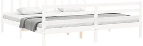 Cama sem colchão 200x200 cm madeira de pinho maciça branco
