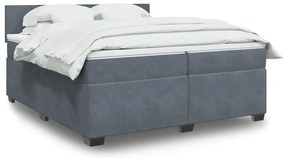 vidaXL Cama com molas/colchão 200x200 cm veludo cinzento-escuro