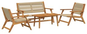 Conjunto de Cadeiras com Mesa de 4 - Madeira de Acácia Bege