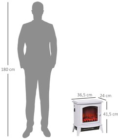 HOMCOM Lareira Elétrica Portátil 1000/2000W com Simulação de Chama Ter