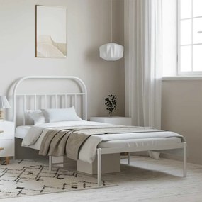 Estrutura de cama com cabeceira 100x190 cm metal branco