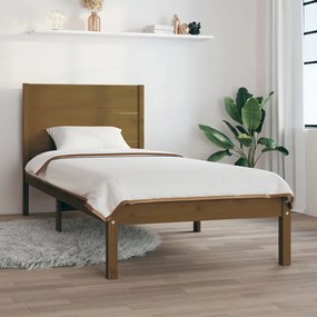 Estrutura cama de solteiro 90x190cm madeira maciça castanho mel