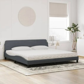 Cama com colchão 200x200 cm veludo cinzento-escuro