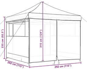 Tenda p/ festas pop-up dobrável c/ 4 paredes cinza-acastanhado