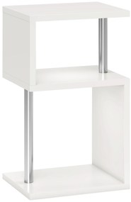 HOMCOM Mesa Auxiliar com Luz LED 3 Níveis Forma de S Prateleiras Abertas e Estrutura em Alumínio 44x38x75 cm Branco | Aosom Portugal