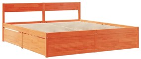 Cama sem colchão 180x200 cm pinho maciço castanho-mel