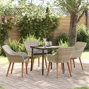 vidaXL Conjunto de sala de jantar 5 pcs Cinza claro e preto