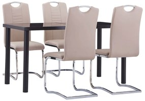 5 pcs conjunto de jantar couro artificial cappuccino