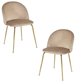 Pack 2 Cadeiras Golden Dalnia Veludo - Castanho Claro