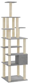 Árvore p/ gatos c/ postes arranhadores sisal 183 cm cinza-claro