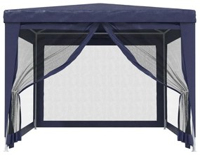 Tenda para festas c/ 4 paredes laterais em rede 3x4 m PEAD azul