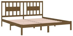 Estrutura de cama 200x200 cm pinho maciço castanho mel