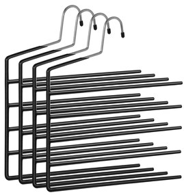 Cabides para calças SONGMICS, conjunto de 4 cabides com 5 barras, organizadores de calças antiderrapantes e abertos para jeans, toalhas e cachecóis, pretos CRI034B02
