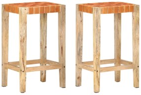 Bancos de bar 2 pcs couro genuíno 75 cm castanho