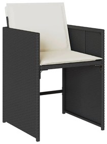 11 pcs conjunto de jantar p/ jardim c/ almofadões vime PE preto