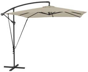 Outsunny Chapéu de Sol Excêntrico 247x247 cm com Base Cruzada Capa Ajustável Manivela Capa Protectora e Corda de Vento Caqui