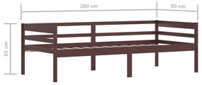 Estrutura de cama 90x200 cm pinho maciço castanho-escuro