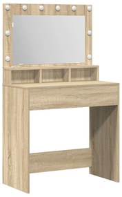 Mesa de Maquiagem vidaXL com Luzes LED em Carvalho Sonoma 79x41x135 cm
