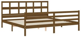 Estrutura cama c/ cabeceira 200x200cm maciço castanho-mel