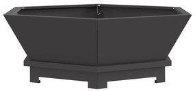 Fogueira Hexagonal vidaXL Preta 75x75x28 cm em Aço