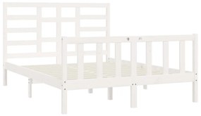 Estrutura de cama 140x200 cm madeira de pinho maciça branco